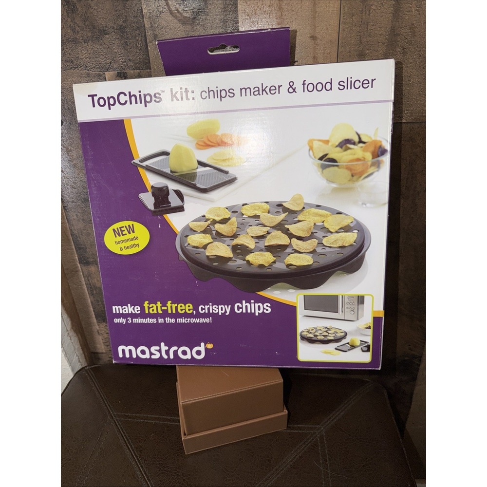 Mastrad TopChips Kit Microwave Potato Fruit Chips Maker & Food Slicer Set NIB